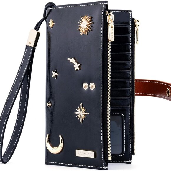 Women's Genuine Leather Wallet RFID Blocking Credit Card Holder Zipper Purse Cel - Picture 1 of 6